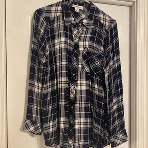 Soft Plaid Button Down Top